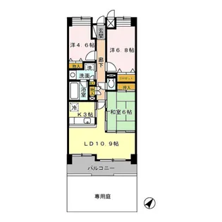 ベルシャイン厚木【1階】の間取り