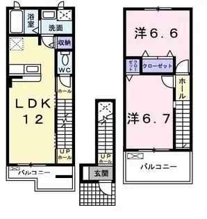 ストレリチア・オ-ガスタ【2階】の間取り