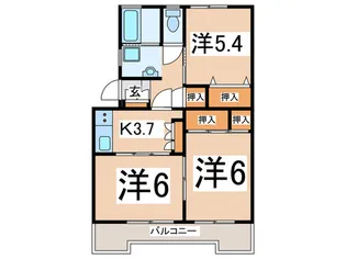 汲沢西団地1号棟【5階】の間取り