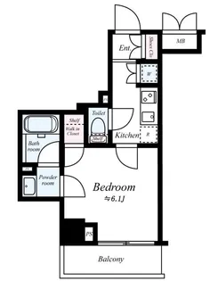 パレステュディオ文京根津【6階】の間取り