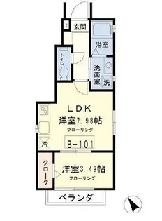 ドミール アルページュ【1階】の間取り