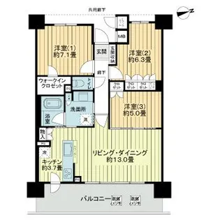 ライオンズ台原フォレストフォート【2階】の間取り