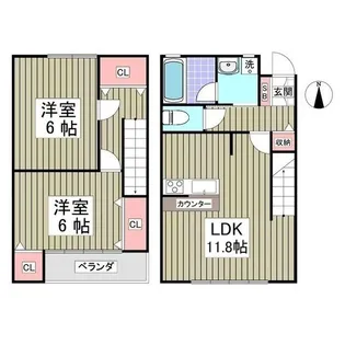 スカイハイツA【1階】の間取り