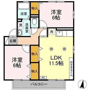 東京都日野市落川【アパート】の間取り