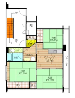 ビレッジハウス植田2号棟308【3階】の間取り