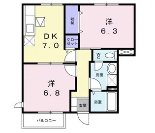 ハーモニウエストC【1階】の間取り