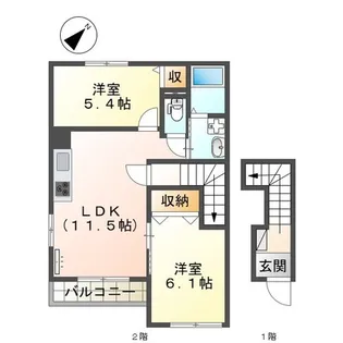 埼玉県さいたま市岩槻区美園東3【アパート】の間取り
