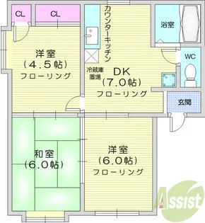 チェリータウンA棟【2階】の間取り