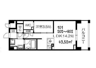 大阪府大阪市北区本庄西2【マンション】の間取り
