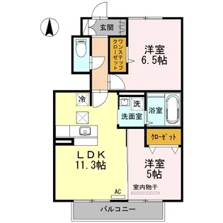 徳島県阿南市羽ノ浦町宮倉南浦【アパート】の間取り
