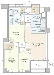 グランリビオ市谷砂土原【3階】の間取り