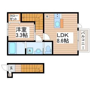 宮城県名取市手倉田字八幡【アパート】の間取り