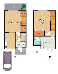 南区吉祥院定成町 貸テラスハウスA棟の間取り