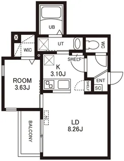 Cherim竹下WEST【1階】の間取り