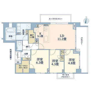 ブランズ等々力【4階】の間取り