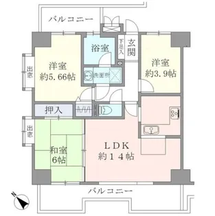 サンリヴァ隅田【4階】の間取り