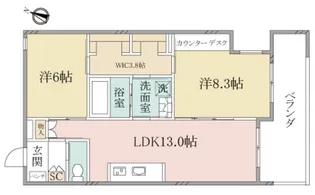 (シニア限定)ヘーベルヴィレッジ市ヶ尾東棟~Calme east~【2階】の間取り