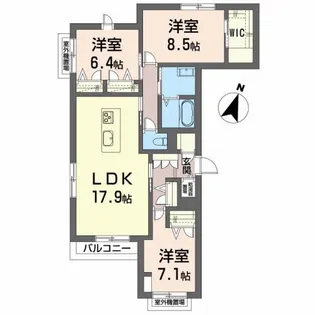 メゾンマスト名須川A棟【2階】の間取り