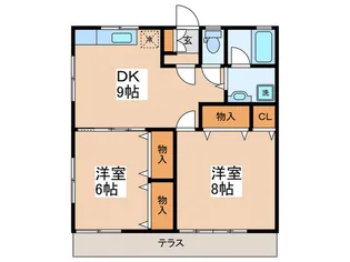 グリ-ンハイツ【1階】の間取り