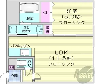ル・ファール南6条 ウエスト【1階】の間取り