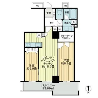 リュークスタワー ザ・ウエスト【17階】の間取り