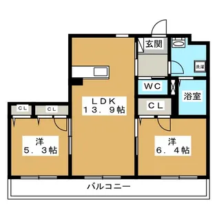 ヴィレッタ栄 E棟【2階】の間取り