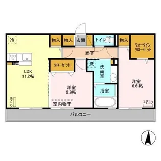 La Crece(ラクレーチェ) E【3階】の間取り
