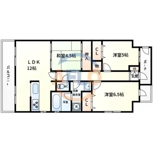 サンクタス弁天町【13階】の間取り