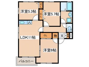 ディアス橋本 A【2階】の間取り