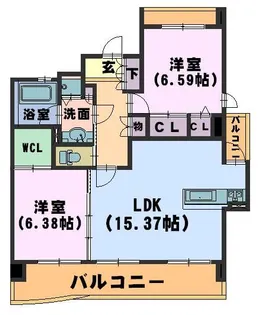 パラシオン西新【8階】の間取り