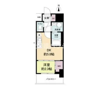 1DKの間取り画像