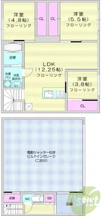 Garage Villa Shivers A【2階】の間取り