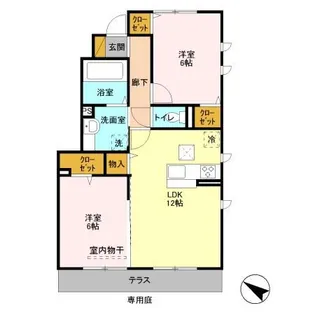 レーヴマニフィック鴨川【1階】の間取り