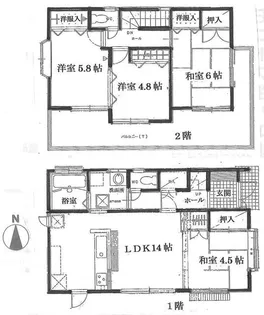 神奈川県藤沢市立石1【一戸建】の間取り