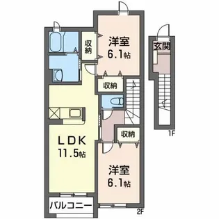 ミルト B【2階】の間取り