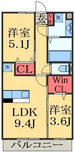 コーポスカイG【2階】の間取り