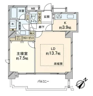 パークハウス多摩川北壱番館【1階】の間取り