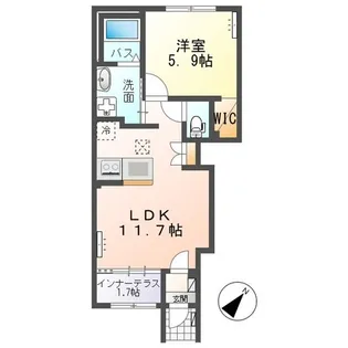 メゾンドフルール【1階】の間取り