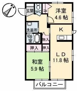 レジデンス高砂【1階】の間取り