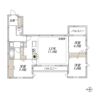 Gracefeel Ayase(グレイスフィールアヤセ)【3階】の間取り