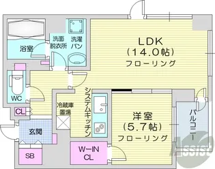 プライムメゾン南2条【7階】の間取り