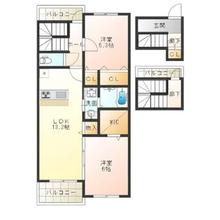アーサー住之江【3階】の間取り