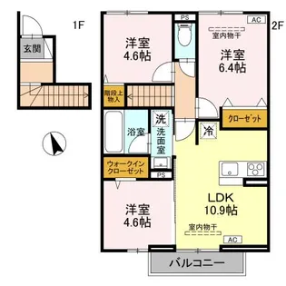 ボンヌクール城東【2階】の間取り