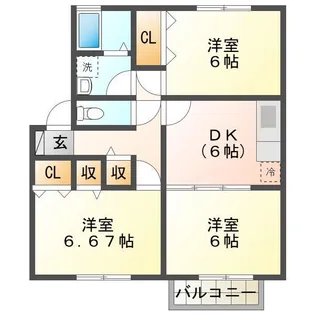 ヒルサイド向陽【1階】の間取り