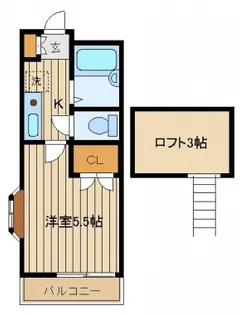 クレール吉本【2階】の間取り