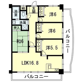 フラワーマンション城西【3階】の間取り