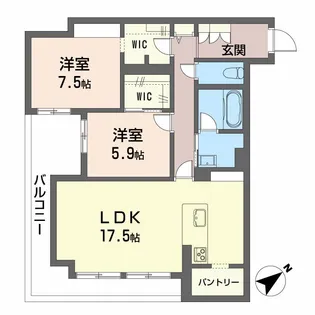 ベレオガーデンズMiwa【2階】の間取り