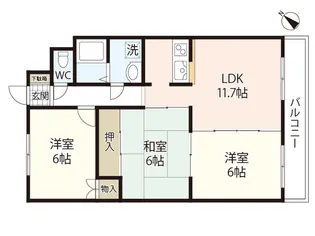 アピアイレブン【1階】の間取り