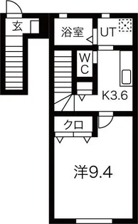 ワンリッチ金ヶ崎B【2階】の間取り