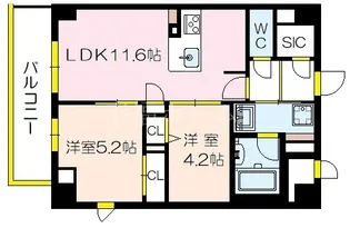 セントリヴィエ大阪梅田【5階】の間取り